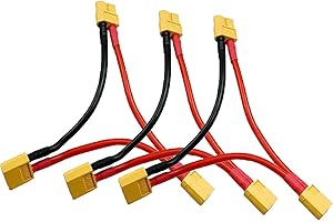 skrnrhrery XT60 Series Serial Parallel Connector, XT60 Battery Extension Cable Connector with 14awg Silicone Cord 1 Female to 2 Male Connector for RC Mode Helicopter Quadcopter Serial Connector 3 pcs
