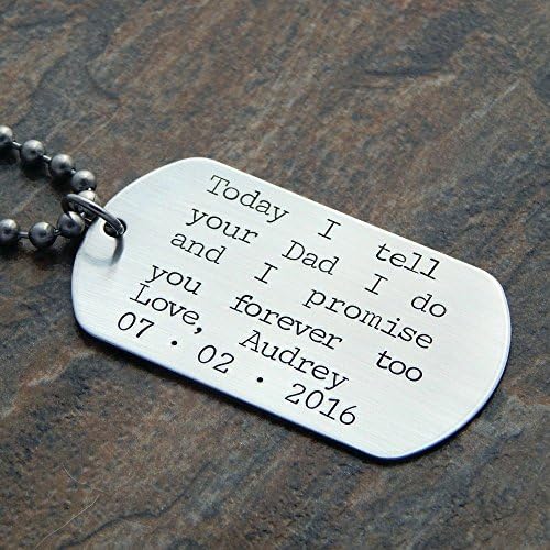 Step Son Wedding Gift | Stepson Gifts for Wedding | Necklace or Keychain | Personalized with Names and Date | Stainless Steel | Promise Him Forever Too
