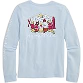 vineyard vines girls Girls' Sunset Ski Pups Long-sleeve Pocket Tee