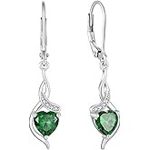 Lwsary Infinity Dangle Drop Earrings 925 Sterling Silver Love Heart Leverback Earrings Birthstone Jewelry Gifts for Women