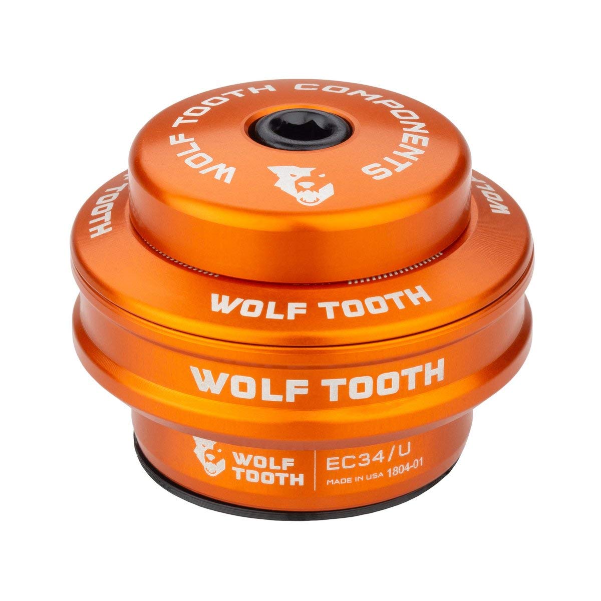 Wolf Tooth Performance EC34/28.6 Upper Headset 16mm Stack Orange | Lightweight Aluminium Headset Stainless Steel Bearings Wide Colour Range