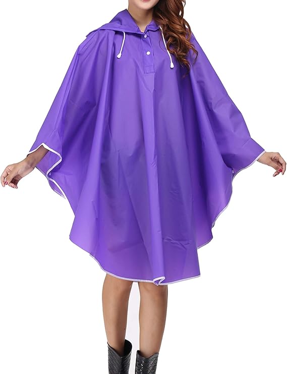 Doreyi Women Rain Poncho Bicycle Rain Jacket Waterproof Packable
