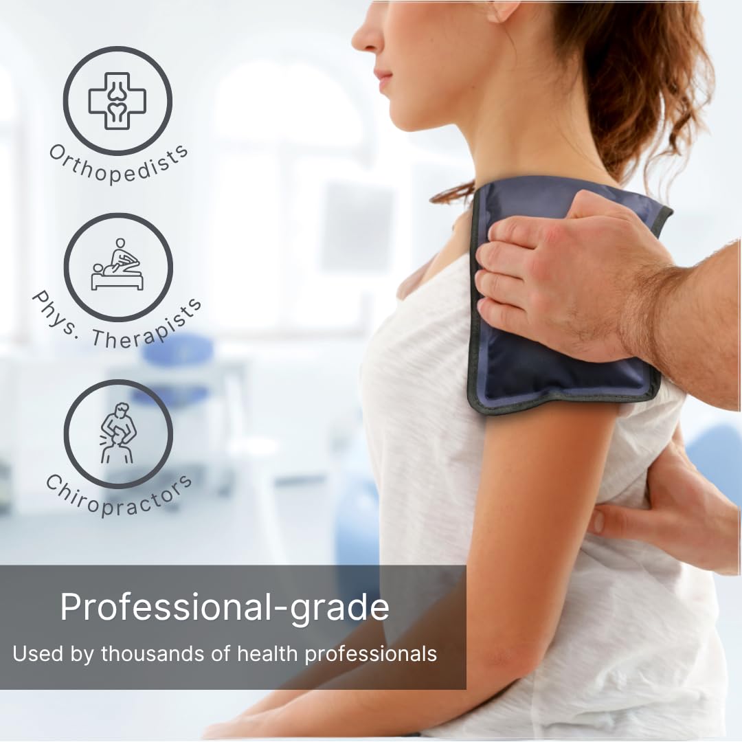 FlexiKold Gel Soft Flexible Ice Packs for Injuries - Reusable Freezer Cold Pack, Cold Compress & Cooling Gel Pad for Face, Shoulder, Hip, Leg, Arm, Ankle & Foot Injury - Medium - 7.5” x 11.5”