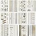 BeneU Bachelorette Metallic Temporary Tattoos Body Art Stickers Waterproof Removable Shiny Jewelry Flash Tatoos High Gloss Shimmer Designs in Gold, Silver, Black 12 Sheets