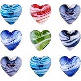 Cheriswelry 20pcs Heart Pearlized Handmade Lampwork Glass Beads Colorful Crystal Love Heart Loose Spacer Beads Charms 20mm for DIY Craft Earirng Bracelet Necklace Jewelry Making Decoration