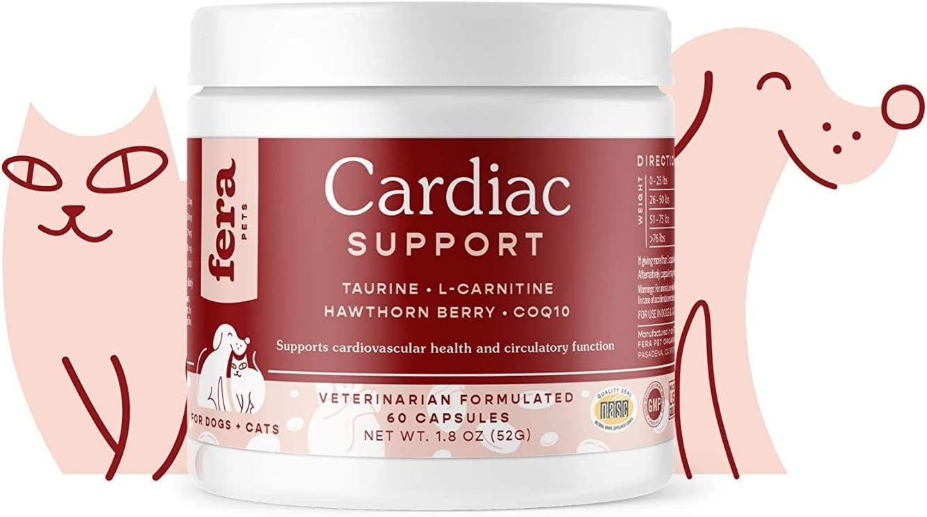 FERA PET ORGANICS Cardiac Support Cat and Dog Supplement with Taurine