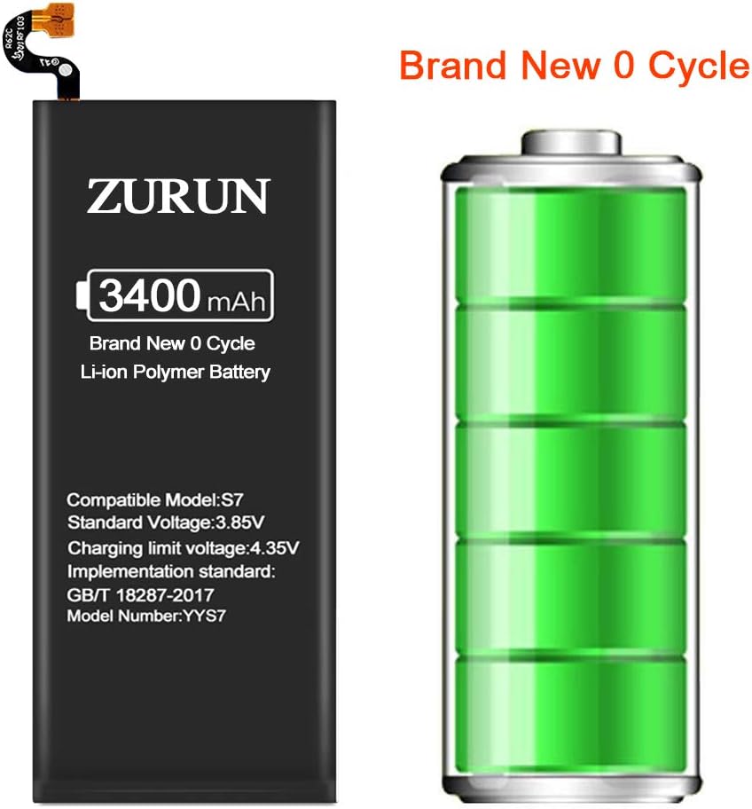 Galaxy S7 Battery ZURUN 3400mAh Li-Polymer Battery EB-BG930ABE Replacement for Samsung Galaxy S7 G930 G930V G930A G930T G930P with Screwdriver Tool Kit | S7 Battery Replacement Kit [2 Year Warranty]: Home Audio & Theater
