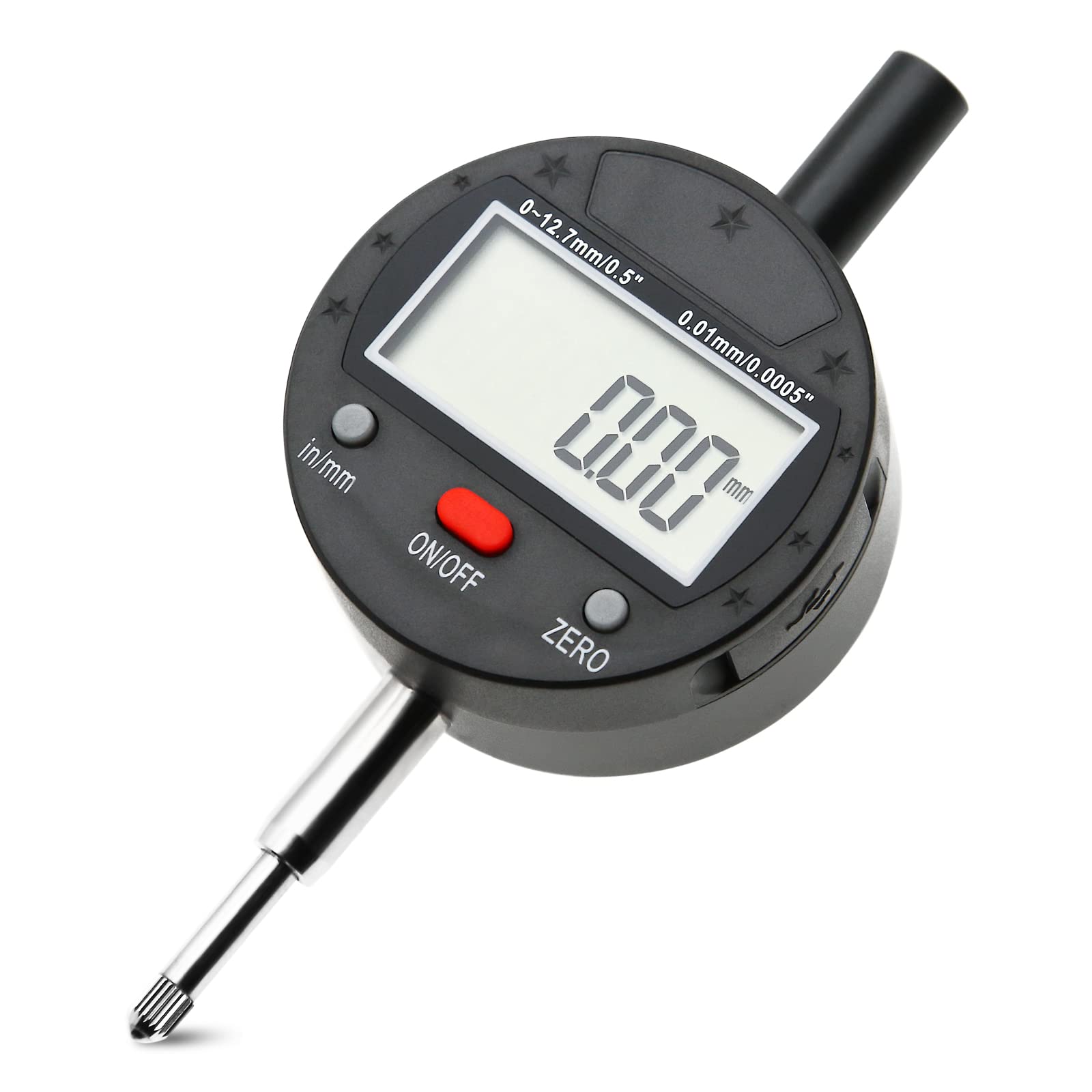 Photo 1 of AMTAST Alloy Digital Indicators Electronic Digital Dial Indicator Gauge Digital Probe Indicator Dial Test Gauge Inch/Metric Conversion 0-0.5 Inch/12.7 mm, Measuring Tool 201-0050