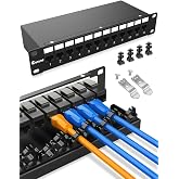 Enmane 12 Port Keystone Patch Panel CAT6 (EC Listed) for Rackmount 1U10 Inch Network Patch Panel with Smart Cable Mangement