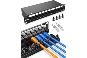 Enmane 12 Port Keystone Patch Panel CAT6 (EC Listed) for Rackmount 1U10 Inch Network Patch Panel with Smart Cable Mangement