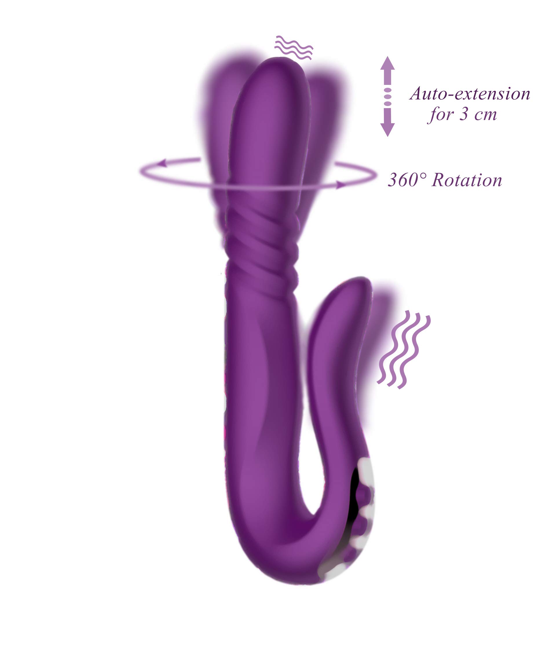 Glas Deluxe Thrusting Vibrator Adult Toys Handheld Massager Stick 360 Degree Rotation Rabbit G spot vibradors 7 Speed Waterproof Powerful vibradors Vibrator Rabbit Bullet Dildo