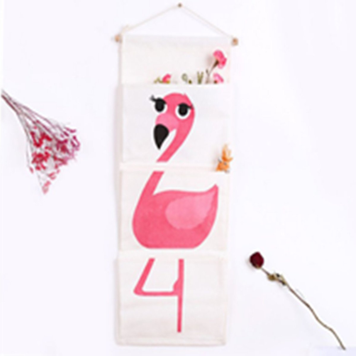 CHICIEVE Cotton Fabric Wall Door Closet Hanging Storage Bag Case Pockets Home Organizer Storage Bag for Children's Bedroom / Door (Flamingo)