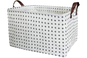 BOOHIT Rectangular Storage Basket,Nursery Hamper Canvas Fabric Toy Storage Organizer Bin,Waterproof Storage Box,Laundry Basket for Kid Rooms,Playroom,Shelves,Toy Basket,Gift Basket (Cross)