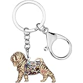 BONSNY Enamel Metal Chinese SharPei Dog Keychains Key Car Purse Bags PETS Charms Gifts