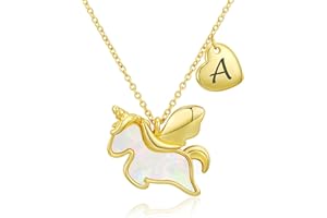 Jesvo Stocking Stuffers for Girls - Unicorn Initial Pendant Necklace Jewelry, Christmas Birthday Gifts Ideas for Kids Teen Girls Daughter