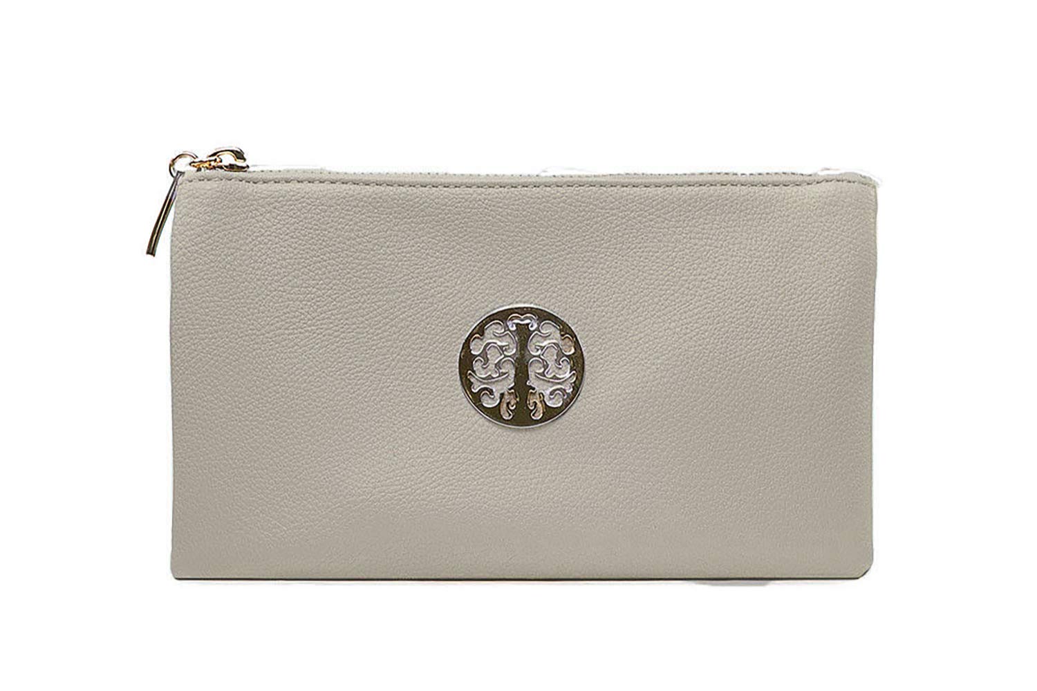 Womens Small Clutch Bags with Wristlet and Long Adjustable Strap (Light Grey)