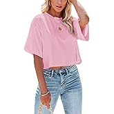 Yuccalley Women's Summer Crop Tops Short Sleeve Round Neck T-Shirt Basic Tees