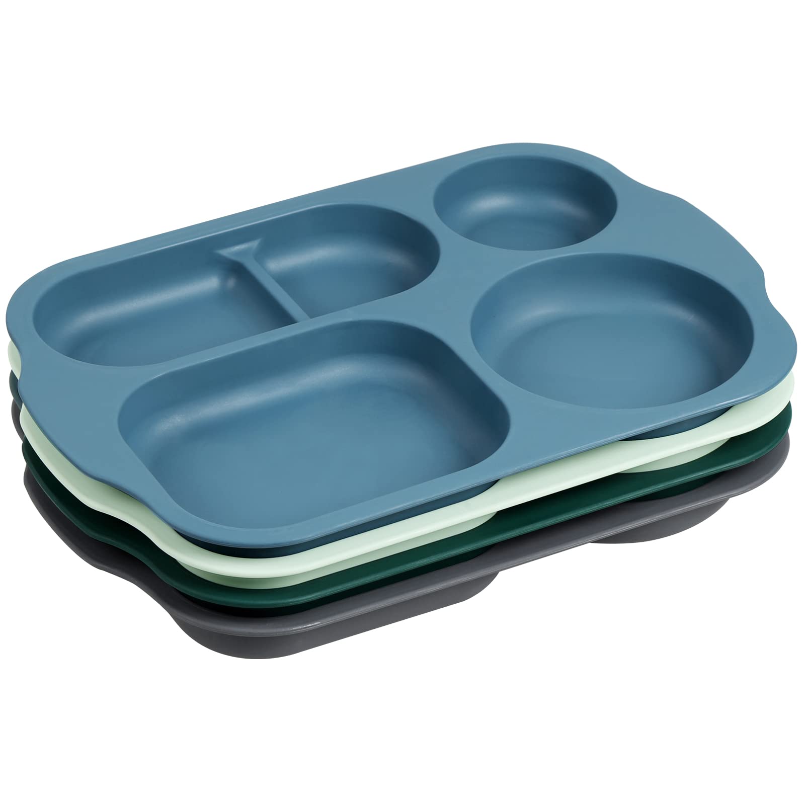 Photo 1 of shopwithgreen Divided Plates for Kids Adults, 12 Inch (4PCS) Plastic Unbreakable Section Plates, Large Lightweight Reusable Compartment Lunch Trays, BPA Free Dishwasher & Microwave Safe