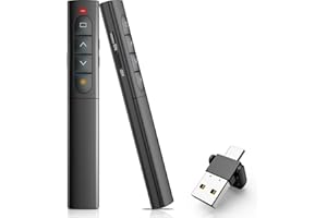 Presentation Clicker Wireless Slide Remote for Powerpoint Presentations, 2-in-1 USB C/A Rechargeable Presenter Sideshow Advan