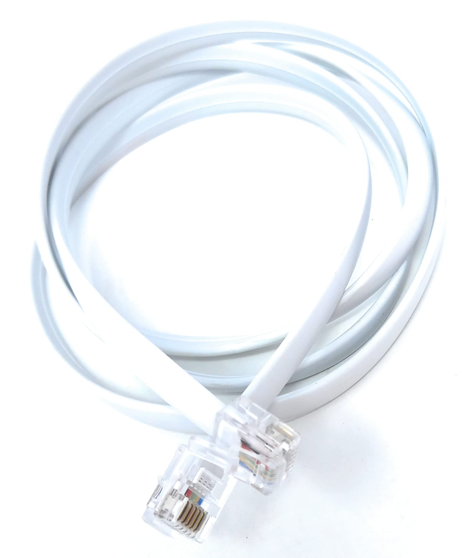 DRUT 1m FLAT RJ12 to RJ12 6P6C Cable Lead Plug to Plug RJ11 with 6 pin Wire 3.3ft White