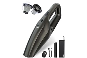 TANYO Car Vacuum Cleaner, Portable Handheld Car Vacuum Cordless with Strong Suction and 12000PA Brushless Motor, Rechargeable Mini Hand Held Vacuum with HEPA Filter for Home, Office Golden Black