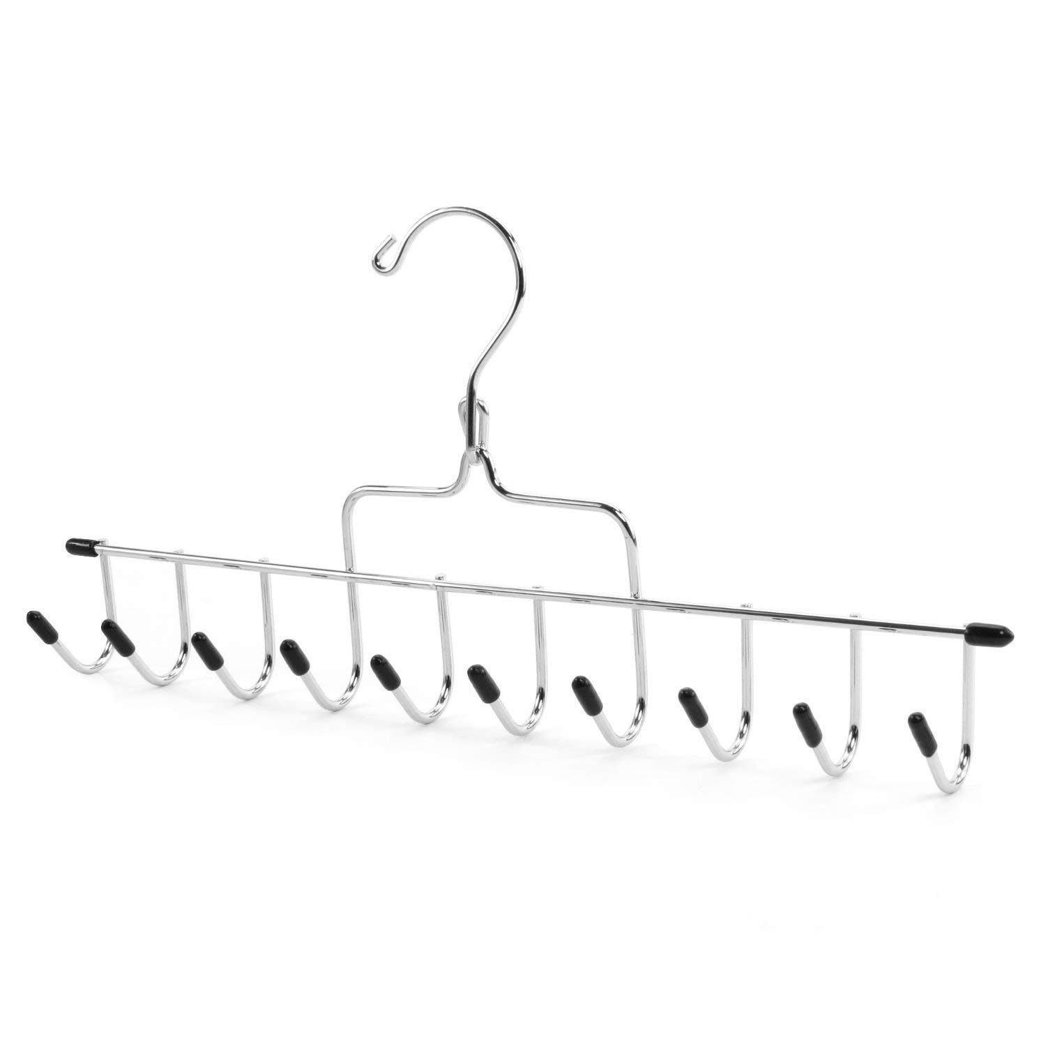 HANGERWORLD Chrome Metal Accessory Hanger for Belts, Ties and Jewellery with 10 Individual Hooks