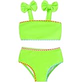 YOUNGER TREE Toddler Baby Girls Swimsuit Two Piece Solid Color Stripe Swimwear Summer Beach Bikini Bathing Suit