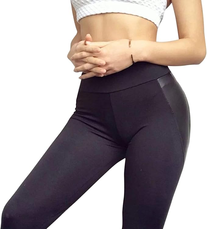 Mieuid Women Yoga Pants Patchwork Skinny Leggings Chic Sports Stretch