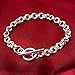 RUBYCA 20Pcs Toggle Clasp Silver Color Charm Rolo Bracelet Double Long Link Chain 20cm DIY Jewelry