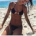 NAFLEAP Women's Bikini Swimsuits Set Bandeau Orange Bikini Top Brazilian String Halter Smocked Keyhole Bathing Suit, Blue Yellow, S