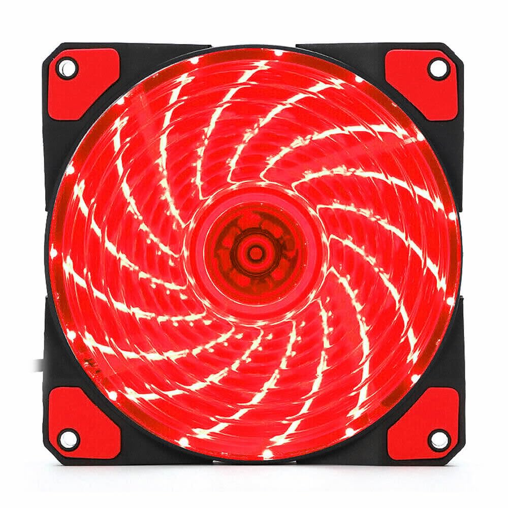120MM Red LED PC Case Cooling Fan 12CM With 22x Red LED Ring With 3-Pin Motherboard / 4-Pin Molex Connectors / 4x Screws Included