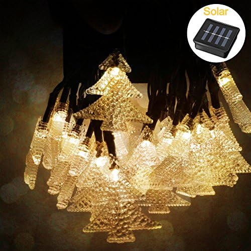 Almatess 21ft/6.5M 30LED Solar Powered LED String Light Christmas Tree Designed Ambiance Lighting Solar Fairy String Lights for Outdoor, Gardens, Homes, Christmas Decoration (Warm White)