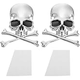 FAVOMOTO 2PCS 3D Skull Car Stickers Decals, Skull Crossbone Car Metal Badge Sticker Decal Emblem Skeleton Emblem Badge for Trucks Motorcycle