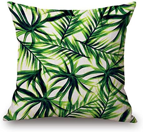 Yumin Tropical Plants Throw Pillow Case Cotton Blend Linen Cushion Pillow Case Square Cushion Cover 18x18 for Sofa,Bedroom, Home Decor