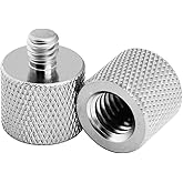 JOMLEY 3/8 to 1/4 Adapter, 3/8"-16 Female to 1/4"-20 Male Thread Adapter for Camera Monitor, Mic Stand,Tripod - 2 Pack
