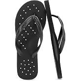STQ Shower Shoes Men Flip Flops Quick Drying Non-Slip Easy to Wear &amp; Clean | Waterproof Thong Sandals, Arch Support, Beach, Pool, Gym, College Dorm, Travel, Bathroom, Rubber, Drain Hole, Comfortable