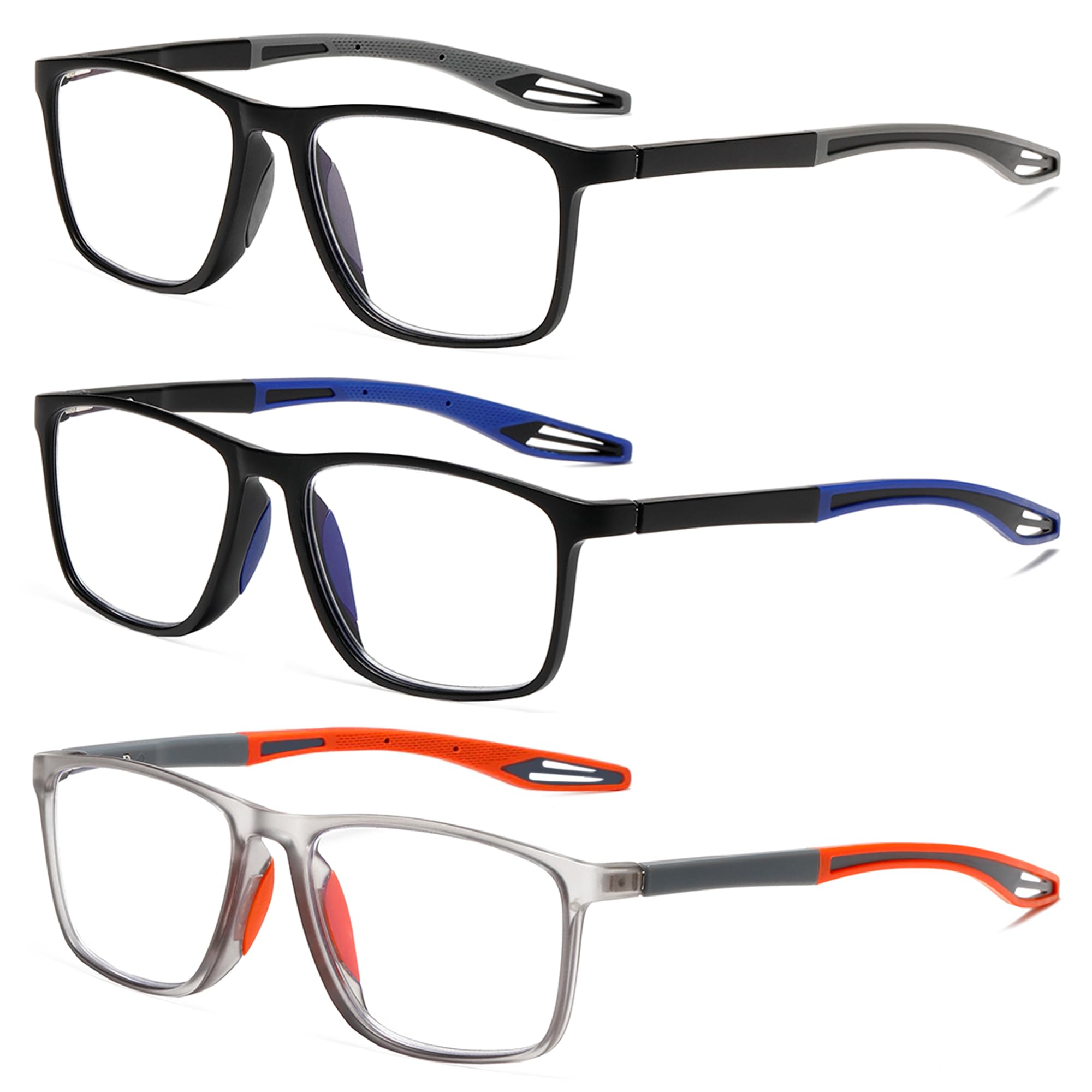 Fsread 3 Pack TR90 Sports Reading Glasses for Men Blue Light Blocking With Spring Hinges Rectangle Lightweight Flexible and Trendy Design Anti UV/Eyestrain/Glare Computer Readers +1.25 — image 1
