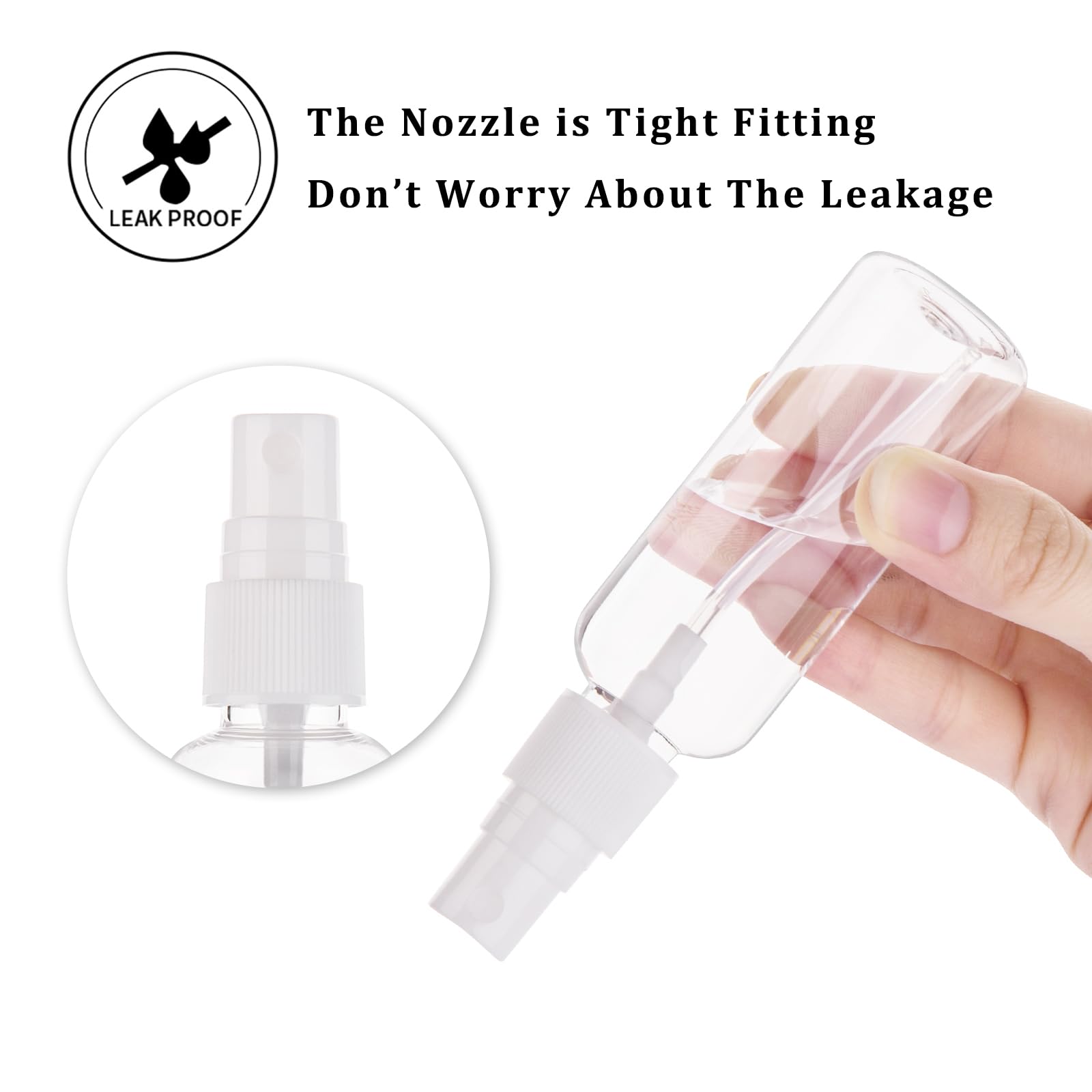 Hydior Small Clear Travel Spray Bottle 2 oz, Mini Empty Fine Mist Plastic Spray Bottles Set of 10