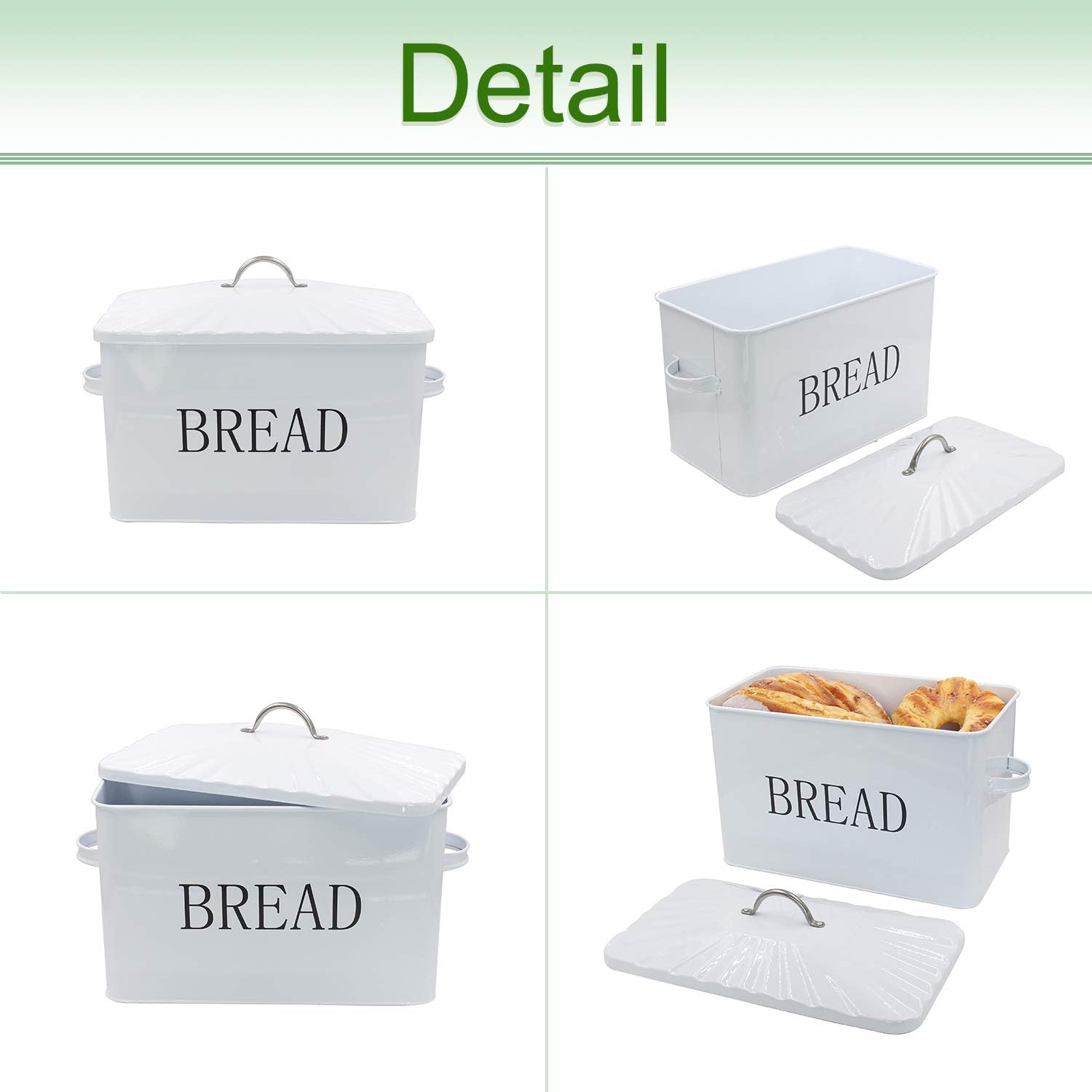 4W Large Bread Box, Metal Bread Storage Bread Holder for Kitchen Countertop, Large Capacity for Loaves, Muffins, Bagels, Sandwiches, Kitchen Decor and Farmhouse Decor: Kitchen & Dining