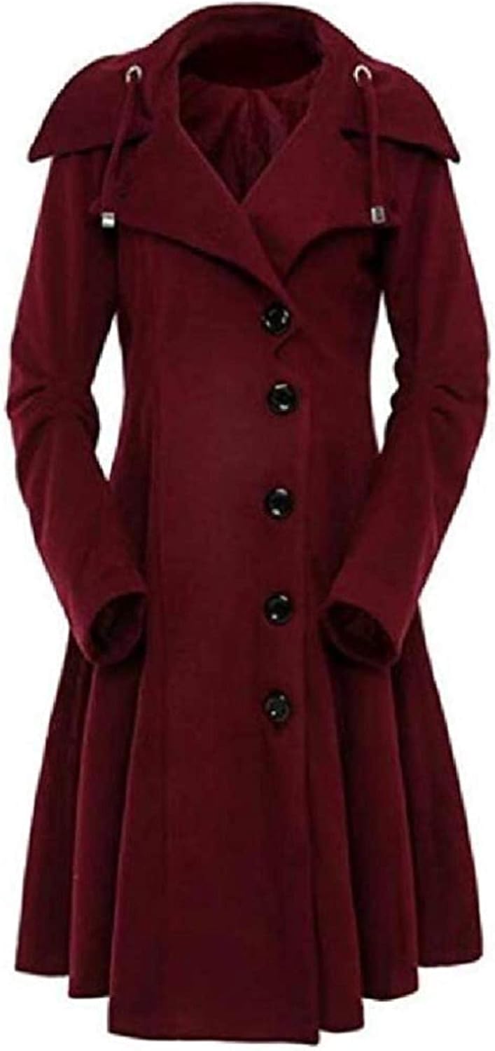 Womens Fall Winter Irregular Plain Slim Fit Mid Length Pea Coat Jacket