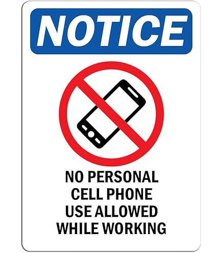 OSHA Notice Sign - No Personal Cell Phone Use Allowed In Work | Plastic Sign | Protect Your Business, Work Site, Warehouse & Shop Area | Made In The USA - View #2