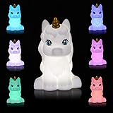 Unicorn LED Night Light for Kids, Portable USB Rechargeable 7-Color Touch Control Nursery Night Lamp for Bedroom Home Decorat