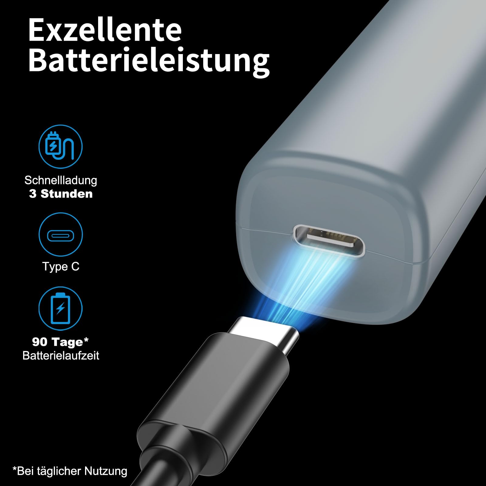 Nasenhaartrimmer Herren Nasenhaarschneider Ohrhaarschneider für Männer und Frauen, Doppelseitigen Edelstahlklingen, USB Type C aufladbar für einfache Reinigung, Reisefreundlich 5