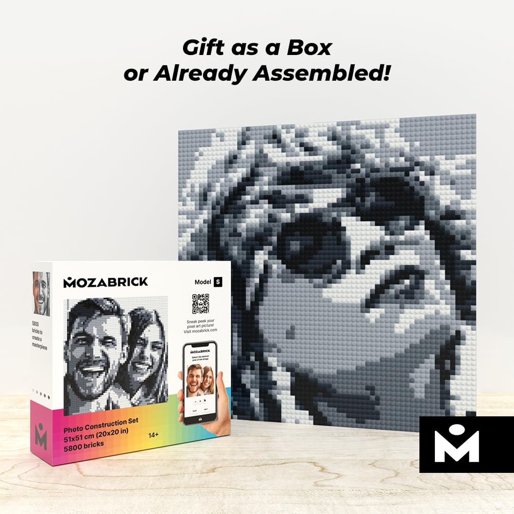 MOZABRICK Set S- Klemmbaustein Mosaik Foto Bausatz, personalisiertes Geschenk, Benutzerdefiniert, Bild Baukasten, Bauset, Pixel Art Kunst Steckbaustein Gemälde 8