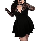 Floerns Women's Plus Size Floral Lace Fall Dress Cheongsam Party A Line Cocktail Dresses