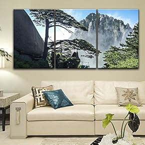 3 Panel Canvas Wall Art - The Famous Guest-Greeting Pine in Yellow Mountain, China - Giclee Print Gallery Wrap Modern Home Art Ready to Hang - 16"x24" x 3 Panels