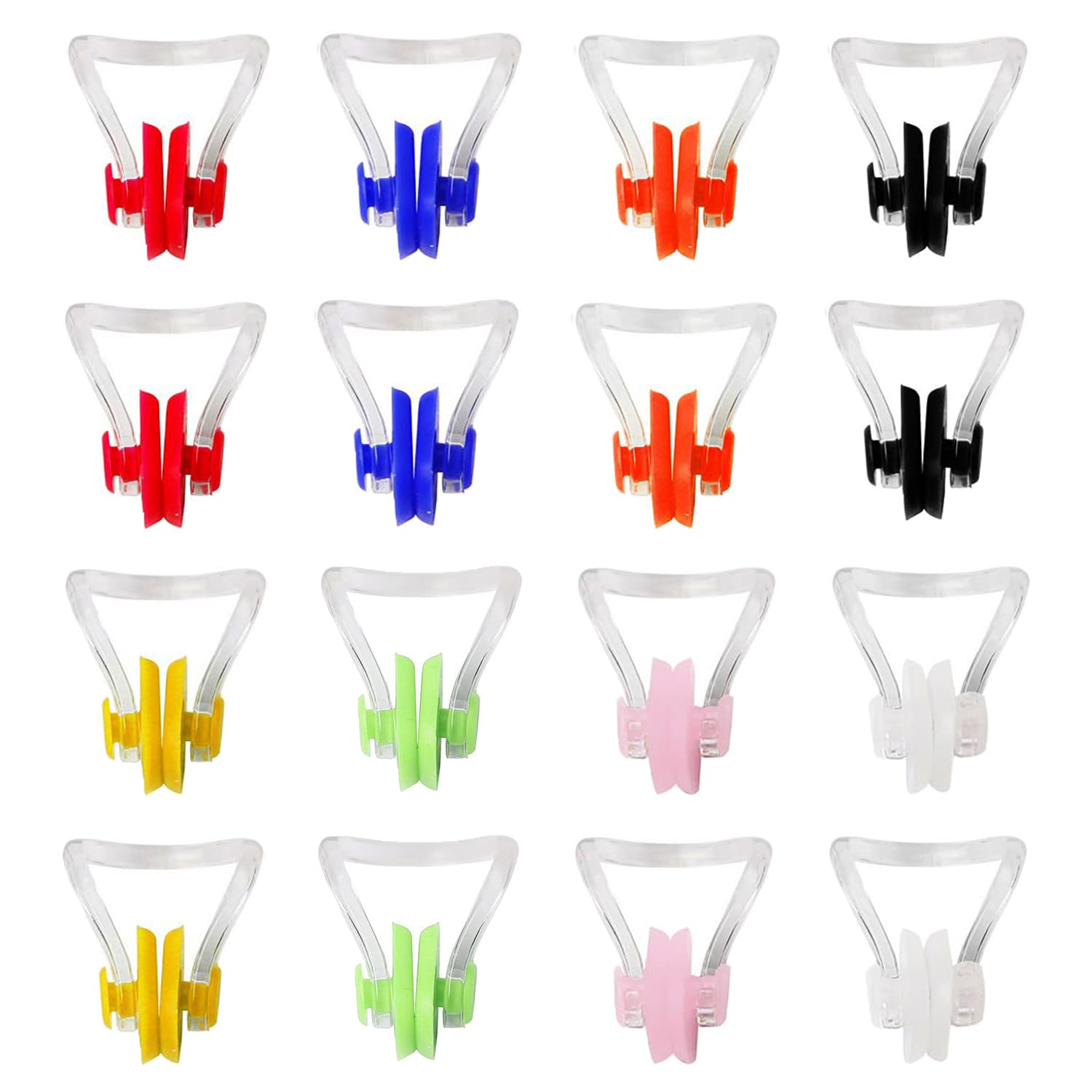 SYEYCW 16 Pcs Nose Clips Swimming, Nose Plug Reusable Waterproof Nose Protector, Waterproof Silicone Nose Plugs, Training Swim Nose Protector Plug for Adults, Beginners, Free Divers, 8 Colors