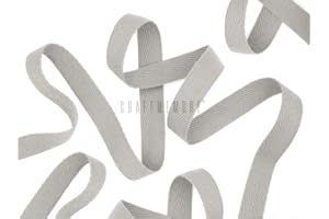 CRAFTMEMORE 1 Inch Twill Tape Fabric Ribbons Webbing Herringbone Twill Bias Binding Tape for Clothes Sewing Craft Trim Lace 18 Yards (MP28 Gray)