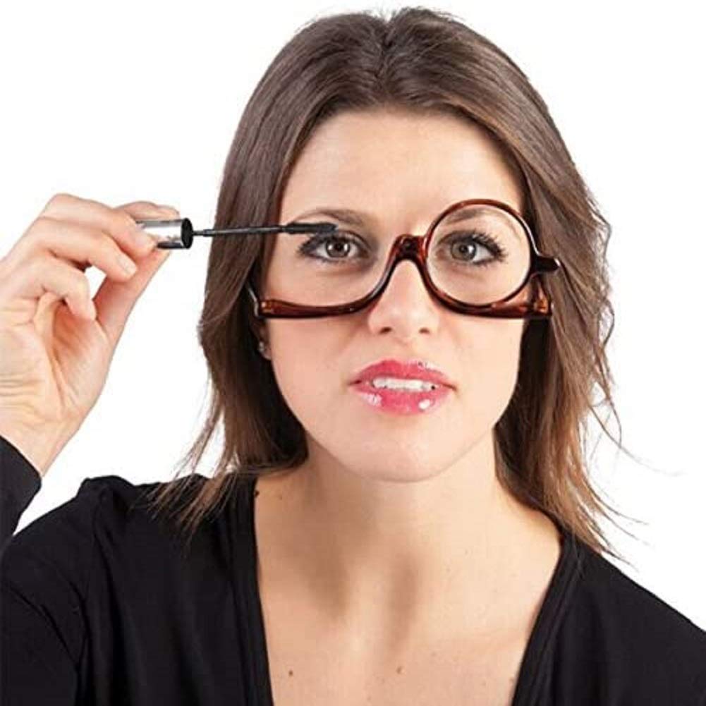 Rotating Makeup Glasses Magnifying Glasses Cosmetic Folding Eyeglasses Tools Kit - 1.5