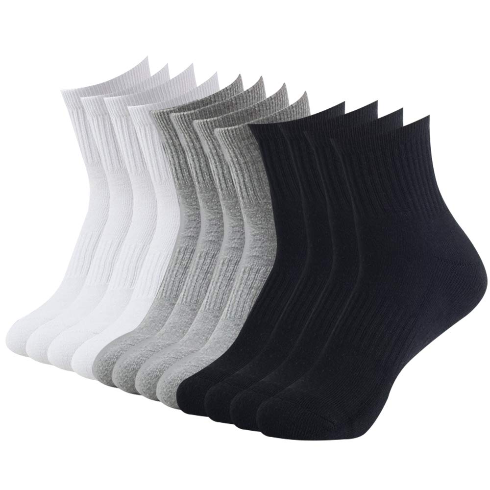 BONANGEL Men's White Ankle Quarter Socks Cushioned in Cotton for Women, for Trainer Running Sports Hiking Outdoors 6 Pairs